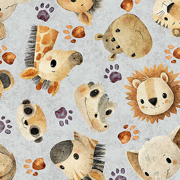 Wild at Heart 32669-K Baby Animal Tossed Heads by Morris Creative Group for QT Fabrics
