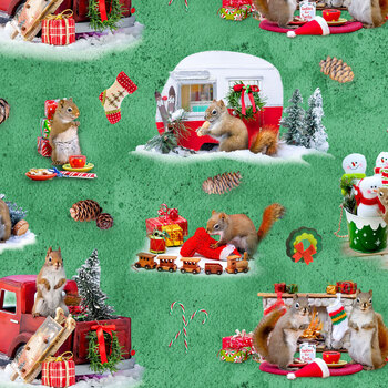 The Secret Life of Squirrels V Y5185-20 by Nancy Rose for Clothworks