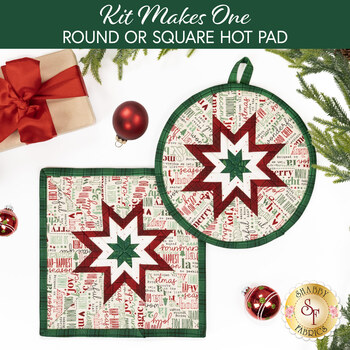  Folded Star Hot Pad Kit - Evergreen Wishes - Round OR Square - White