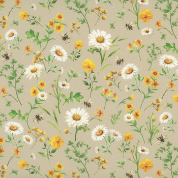 You Are My Sunshine FLEUR-CD3884 TAN by Timeless Treasures Fabrics