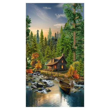 Woodland Retreat PANEL-CD3830 MULTI Cabin Scenic Panel  by Timeless Treasures Fabrics