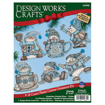 Cocoa Snowmen Cross Stitch Ornament Kit - Makes 6