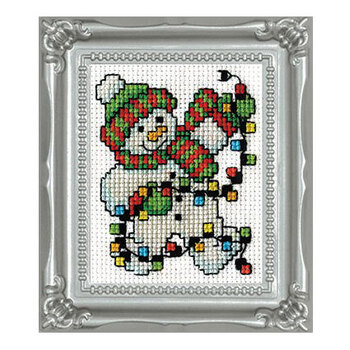 Counted Cross Stitch Kit with Frame - Snowman Lights