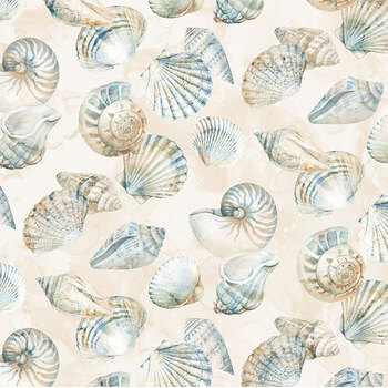 Coastal Calm DP29612-11 Multi-Color Shells Cream Multi by Deborah Edwards and Melanie Samra for Northcott Fabrics
