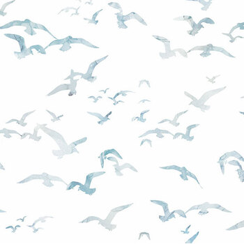 Coastal Calm DP29616-10 Seagulls White/Blue by Deborah Edwards and Melanie Samra for Northcott Fabrics