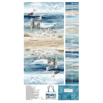 Coastal Calm C29618-44 Dk Blue Multi Tote Bag Panel by Deborah Edwards and Melanie Samra for Northcott Fabrics