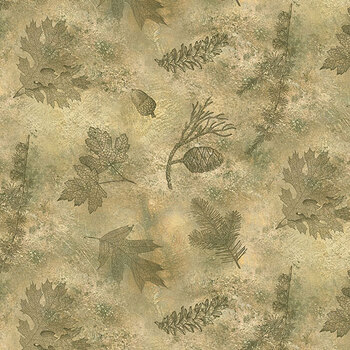Cedar Shores - Naturescapes DP29583-14 Leaves Tan Multi by Deborah Edwards & Ron Van Gilder for Northcott Fabrics