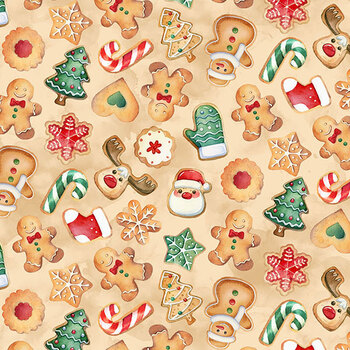 Baking Spirits Bright 29754-14 Cookies Caramel Multi by Northcott Fabrics