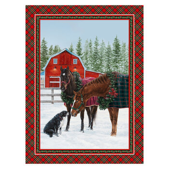 Countryside Christmas DP29730-24 Red Multi Panel by Deborah Edwards & Kim Penner for Northcott Fabrics