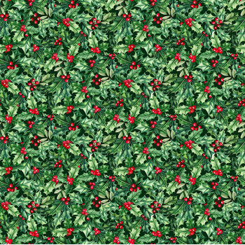 Countryside Christmas DP29734-78 Packed Holly Dk Green Multi by Deborah Edwards & Kim Penner for Northcott Fabrics