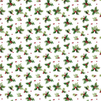 Countryside Christmas DP29735-10 Holly Toss White Multi by Deborah Edwards & Kim Penner for Northcott Fabrics
