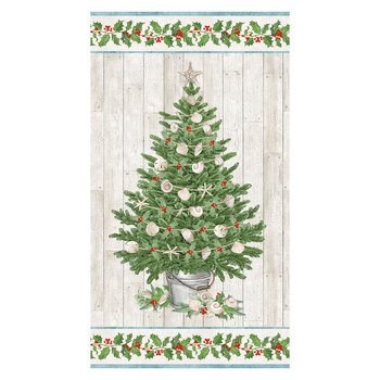 Beachcomber Christmas 29850-11 Cream Multi Tree Panel by Lynnea Washburn for Northcott Fabrics