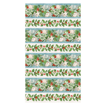 Beachcomber Christmas 29852-43 Border Stripe Blue Multi by Lynnea Washburn for Northcott Fabrics