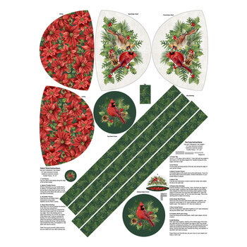 Crimson Cardinals DP29782-10 White Multi Tea Cozy Panel by Deborah Edwards for Northcott Fabrics