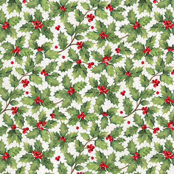 Crimson Cardinals 29777-10 Holly White Multi by Deborah Edwards for Northcott Fabrics