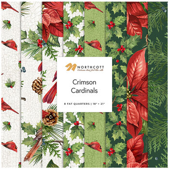 Crimson Cardinals  Fat Quarter Bundle Deborah Edwards for Northcott Fabrics
