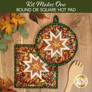  Folded Star Hot Pad Kit - Baskets of Autumn Blessings - Round OR Square - Red