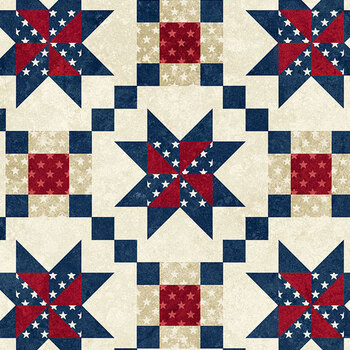 Stars & Stripes 15 - Stonehenge 29708-12 Cream by Linda Ludovico for Northcott Fabrics