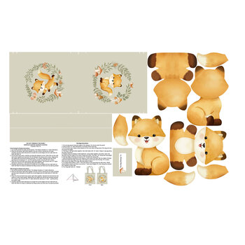Frisky Fox DP29579-11 Soft Toy Panel by Deborah Edwards for Northcott Fabrics