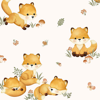 Frisky Fox 29571-11 Cream by Deborah Edwards for Northcott Fabrics