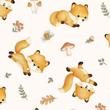 Frisky Fox 29572-11 Cream by Deborah Edwards for Northcott Fabrics