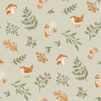 Frisky Fox 29575-72 Sage by Deborah Edwards for Northcott Fabrics