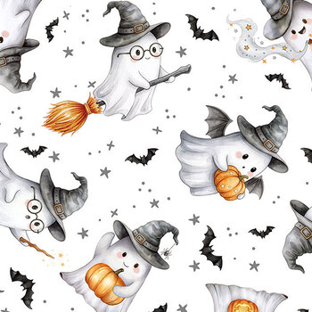Wickedly Cute 29806-10 White by Deborah Edwards and Hafsa Iftikhar for Northcott Fabrics