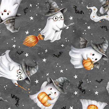Wickedly Cute 29806-95 Dk Gray by Deborah Edwards and Hafsa Iftikhar for Northcott Fabrics