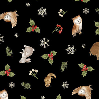Jinglewood DP29862-99 Black by Deborah Edwards for Northcott Fabrics