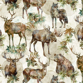 Nature's Spirit DP29342-11 Cream by Deborah Edwards and Melanie Samra for Northcott Fabrics