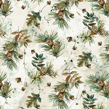 Nature's Spirit DP29343-11 Cream by Deborah Edwards and Melanie Samra for Northcott Fabrics