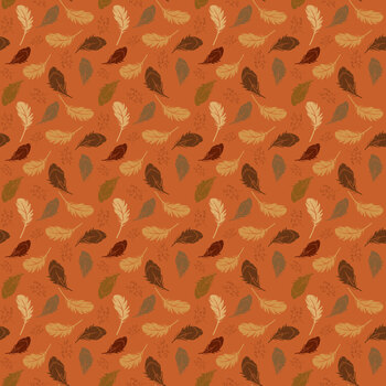 Acorn & Amber C19331-ORANGE Orange Feathers by Sandy Gervais for Riley Blake Designs