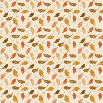 Acorn & Amber C19331-CREAM Cream Feathers by Sandy Gervais for Riley Blake Designs
