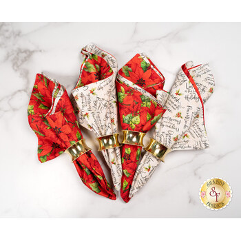  Cloth Napkins Kit - Makes 4 - Poinsettia Radiance