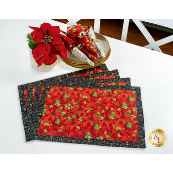  Self-Binding Placemats Kit - Poinsettia Radiance