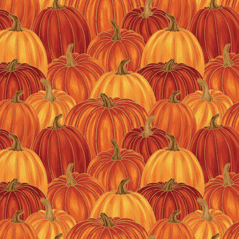 Autumn Leaves CF19351-ORANGE Orange Pumpkins Gold Foil by Jennifer Bosworth for Riley Blake Designs