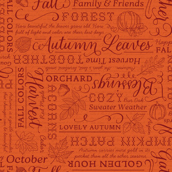 Autumn Leaves C19352-ORANGE Orange Text by Jennifer Bosworth for Riley Blake Designs