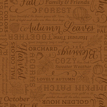 Autumn Leaves C19352-BROWN Brown Text by Jennifer Bosworth for Riley Blake Designs