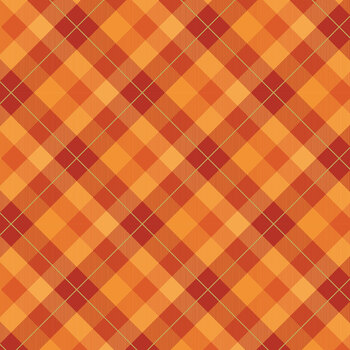 Autumn Leaves CF19353-ORANGE Orange Plaid Gold Foil by Jennifer Bosworth for Riley Blake Designs