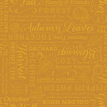 Autumn Leaves C19352-GOLD Gold Text by Jennifer Bosworth for Riley Blake Designs