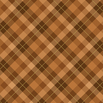 Autumn Leaves CF19353-BROWN Brown Plaid Gold Foil by Jennifer Bosworth for Riley Blake Designs