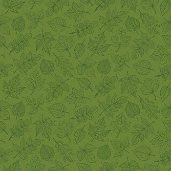Autumn Leaves C19355-GREEN Green Outlined Leaves by Jennifer Bosworth for Riley Blake Designs