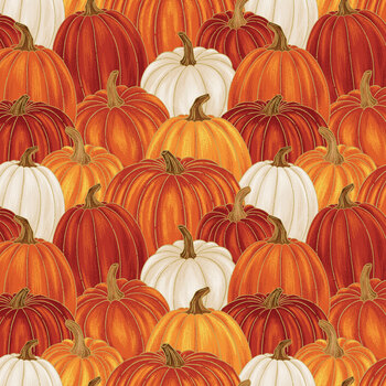 Autumn Leaves CF19351-MULTI Multi Pumpkins Gold Foil by Jennifer Bosworth for Riley Blake Designs