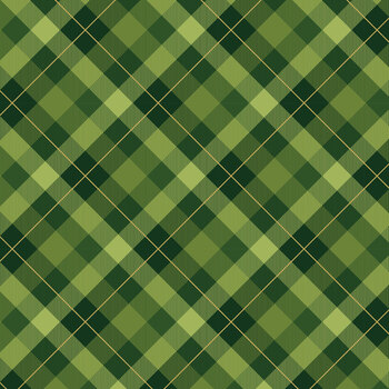 Autumn Leaves CF19353-GREEN Green Plaid Gold Foil by Jennifer Bosworth for Riley Blake Designs