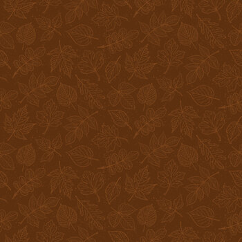 Autumn Leaves C19355-BROWN Brown Outlined Leaves by Jennifer Bosworth for Riley Blake Designs