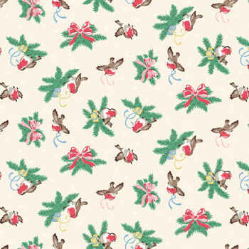 Make Merry C19593-IVORY Ivory Birds by Cath Kidston for Riley Blake Designs