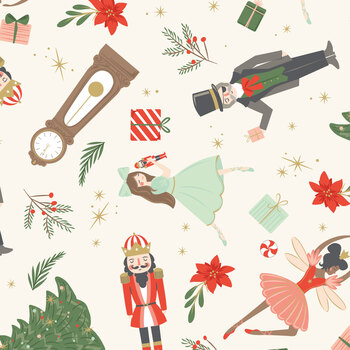 The Nutcracker Flannel F19510-CREAM Cream Main by My Mind's Eye for Riley Blake Designs