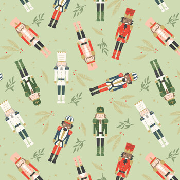 The Nutcracker Flannel F19514-CELERY Celery Nutcrackers by My Mind's Eye for Riley Blake Designs