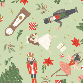 The Nutcracker Flannel F19510-CELERY Celery Main by My Mind's Eye for Riley Blake Designs