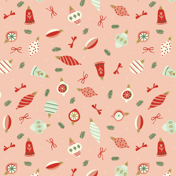 The Nutcracker Flannel F19512-CORAL Coral Ornaments by My Mind's Eye for Riley Blake Designs